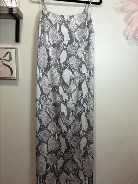 H&M Snake-Print Slip Dress in Gray and White